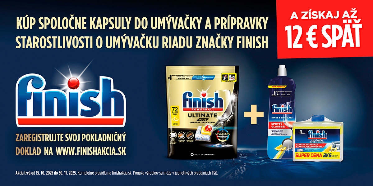 Ušetrite s FINISH a získajte peniaze späť!