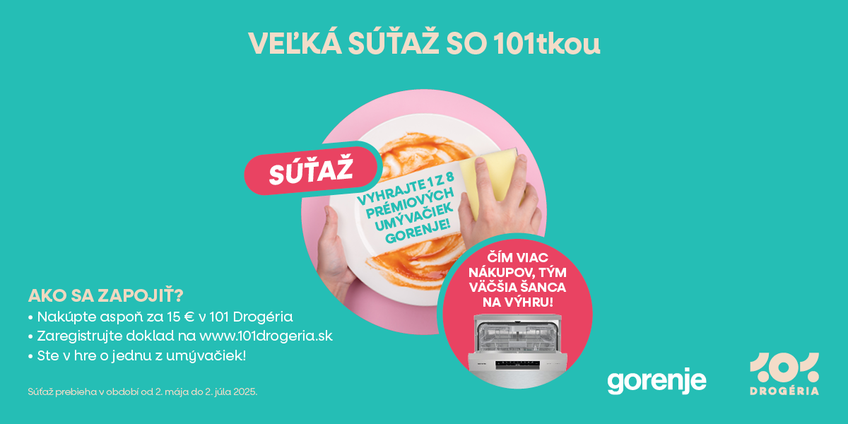 VEĽKÁ SÚŤAŽ SO 101tkou: Vyhrajte 1 z 8 prémiových umývačiek riadu značky Gorenje!