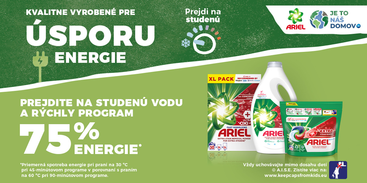 Vysoké teploty pri praní už nie sú potrebné. Prejdite s Arielom na studenú.