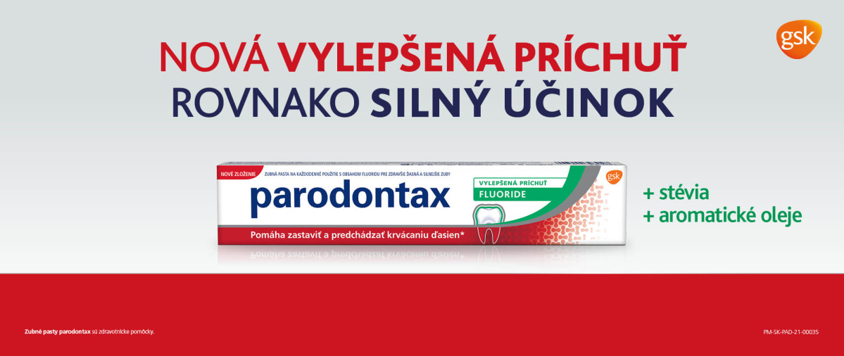 Vyskúšajte nové zloženie zubných pást parodontax