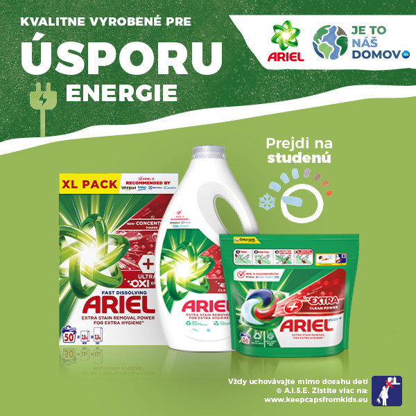 Vysoké teploty pri praní už nie sú potrebné. Prejdite s Arielom na studenú.
